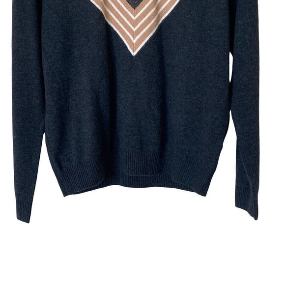 SPIRITUAL GANGSTER Mock Neck Chevron Sweater in Gray, Size Small - Picture 6 of 11